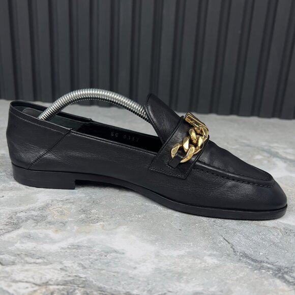 Louis Vuitton Gold V Chain Flat Loafers Black Leather 4 UK or 7 US or 37 EUR - Picture 7 of 12